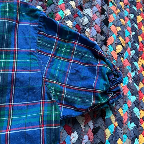 Vintage Handmade Blue Plaid Short Sleeve Button Up Blouse Women's SIze Medium - Picture 5 of 14